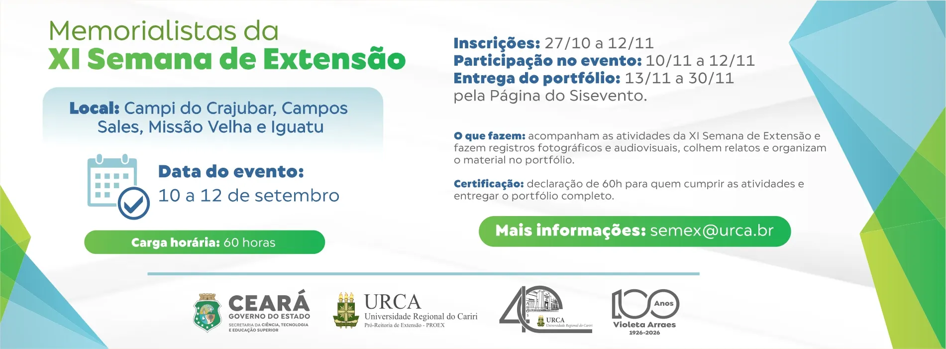 Memorialistas da XI Semana de Extensão